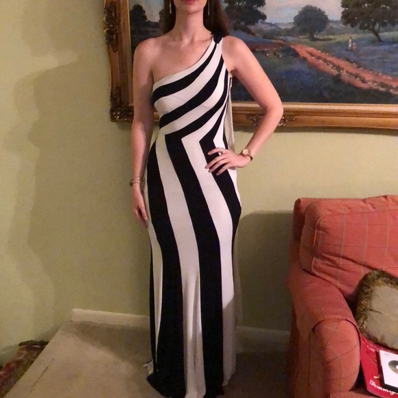 black and white evening gown